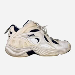 White navy ryka basketball sneakers high top retro - size 8 men’s